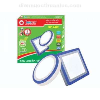 ẢNH (3) Đèn Led ốp trần nổi vuông 24W Omisun (viền xanh dương)