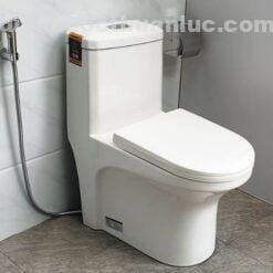 Ảnh thực tế bồn cầu 1 khối sứ Nano diệt khuẩn EL-BC2077 Eurolife