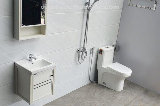 Ảnh thực tế lắp đặt bồn cầu 1 khối sứ Nano diệt khuẩn EL-BC2077 Eurolife