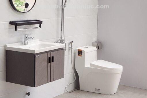 Ảnh thực tế bồn cầu 1 khối sứ Nano EL-BC216 Eurolife