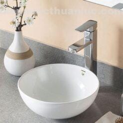 Ảnh thực tế lắp đặt chậu Lavabo dương bàn sứ Nano siêu chống bám bẩn EL-LVB05 Eurolife