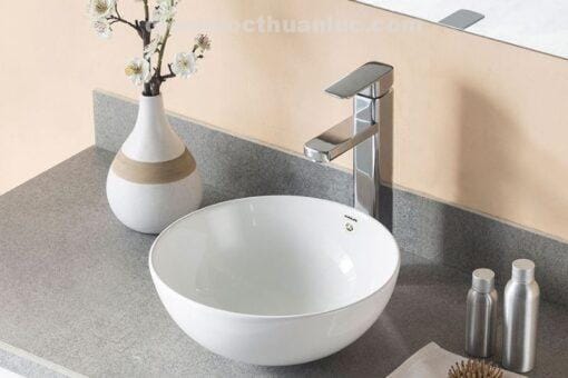 Ảnh thực tế lắp đặt chậu Lavabo dương bàn sứ Nano siêu chống bám bẩn EL-LVB05 Eurolife