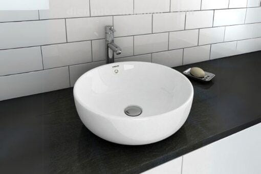 Thực tế lắp đặt chậu Lavabo dương bàn sứ Nano siêu chống bám bẩn EL-LVB05 Eurolife