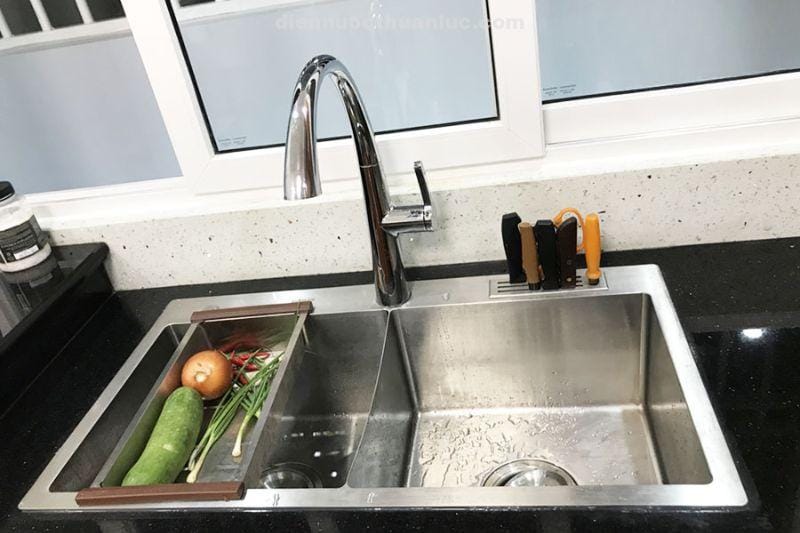 Ảnh thực tế chậu rửa chén Inox handmade 820x450x230 EL-HM8245 Eurolife