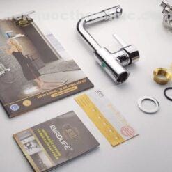 Bộ sản phẩm đầy đủ vòi rửa chén nóng lạnh cần xoay 360 độ EL-KM02 Eurolife