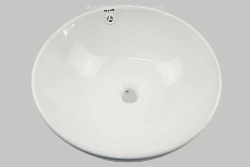 Chậu Lavabo dương bàn sứ Nano siêu chống bám bẩn EL-LVB05 Eurolife thiết kế hình tô đặt nổi trên bàn