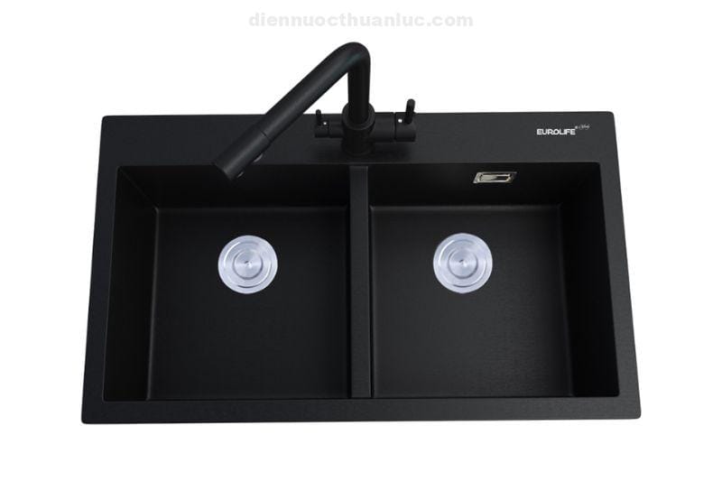 chau-rua-chen-2-hoc-da-thach-anh-el-qc8349-eurolife-thiet-ke-hien-dai Chậu rửa chén 2 hộc đá thạch anh EL-QC8349 eurolife chất liệu đặc biệt