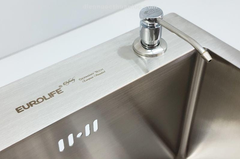 Chậu rửa chén inox 1100x480x230 EL-HM12050 Eurolife tích hợp lỗ chờ gan bình rửa chén hoặc vòi nước