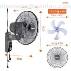 Quạt Treo Tường Nanoco NWF1604G