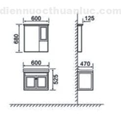 Thông số kỹ thuật tủ lavabo 600*470*525 BLV-NC01 Eurolife
