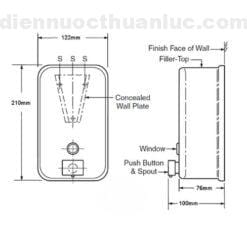 Thông số kỹ thuật bình xịt nước rửa tay Inox SUS 304 treo tường EL-BX26 Eurolife
