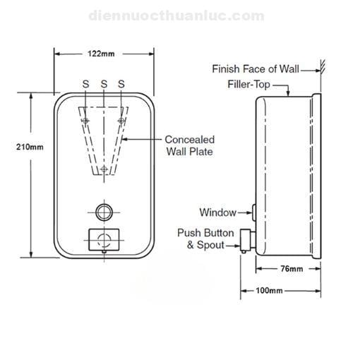 thong-so-ky-thuat-binh-xit-nuoc-rua-tay-inox-el-bx26-eurolife Thông số kỹ thuật bình xịt nước rửa tay Inox SUS 304 treo tường EL-BX26 Eurolife