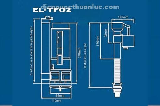 Thông số kỹ thuật bộ xả bồn cầu Tonaldo EL-TF02 Eurolife