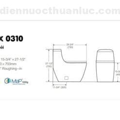 Thống số kỹ thuật bồn cầu 1 khối EL-LUX0310 Eurolife