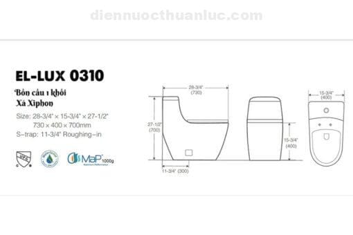 Thống số kỹ thuật bồn cầu 1 khối EL-LUX0310 Eurolife