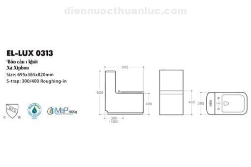 Thông số kỹ thuật bồn cầu 1 khối EL-LUX0313 Eurolife