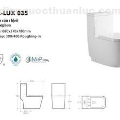 Thống số kỹ thuật bồn cầu 1 khối EL-LUX035 Eurolife