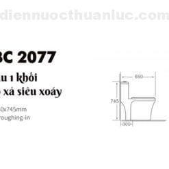 Thông số kỹ thuật bồn cầu 1 khối sứ Nano diệt khuẩn EL-BC2077 Eurolife