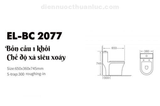 Thông số kỹ thuật bồn cầu 1 khối sứ Nano diệt khuẩn EL-BC2077 Eurolife