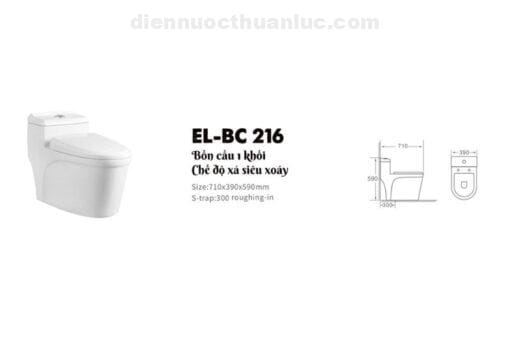 Thông số kỹ thuật bồn cầu 1 khối sứ Nano EL-BC216 Eurolife
