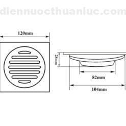 Thông số kỹ thuật hố ga 12x12cm chống hôi INOX 304 EL-HG12 Eurolife
