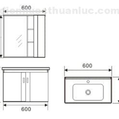 Thông số kỹ thuật tủ lavabo 600*480*530 BLV-PM01 Eurolife