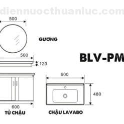 Thông số kỹ thuật tủ lavabo 600*480*530 BLV-PM04 Eurolife