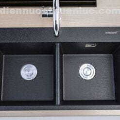 Ảnh thực tế chậu rửa chén 2 hộc đá thạch anh EL-QC8349 eurolife