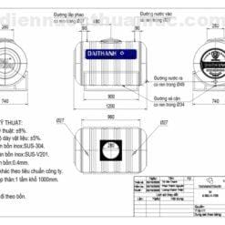 Bồn inox Tân Á 500L ngang