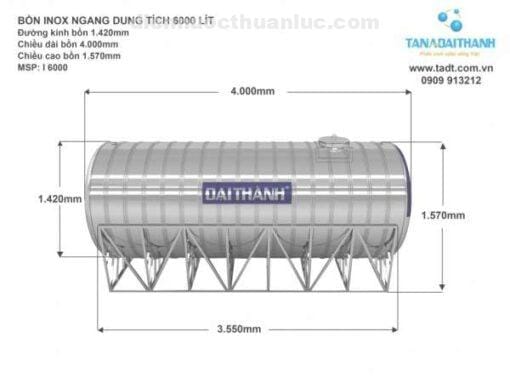 Bồn inox Tân Á 6000L ngang