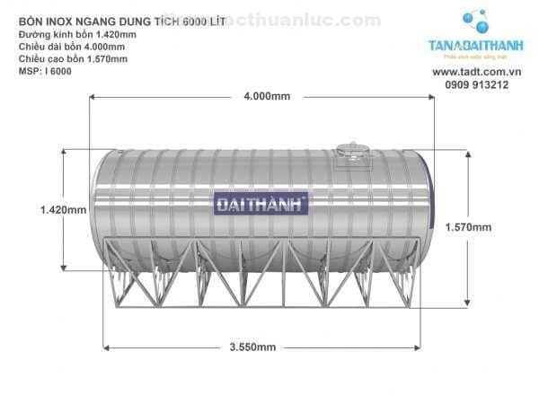 Bồn inox Tân Á 6000L ngang Bồn inox Tân Á 6000L ngang