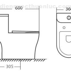 Thông số kỹ thuật bồn cầu 1 khối EL-LUX8254 Eurolife