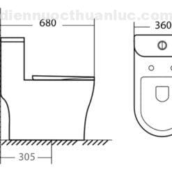 Thông số kỹ thuật bồn cầu 1 khối EL-LUX8268 Eurolife