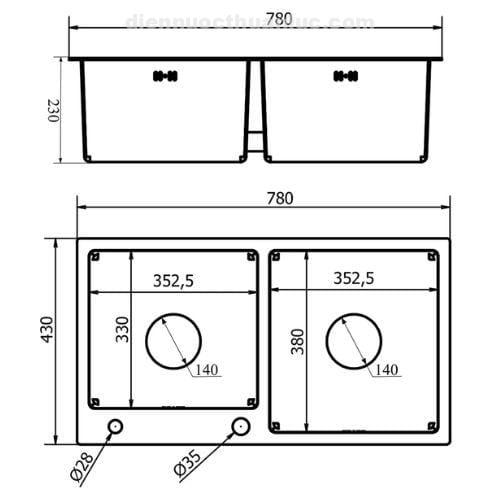 thong-so-ky-thuat-chau-rua-chen-el-ls7843-eurolife Thông số kỹ thuật Chậu rửa chén EL-LS7843 Eurolife