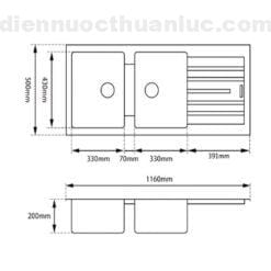 Thông số kỹ thuật Chậu rửa chén EL-QC1150 Eurolife
