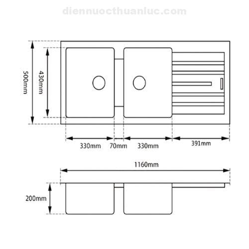 thong-so-ky-thuat-chau-rua-chen-el-qc1150-eurolife Thông số kỹ thuật Chậu rửa chén EL-QC1150 Eurolife