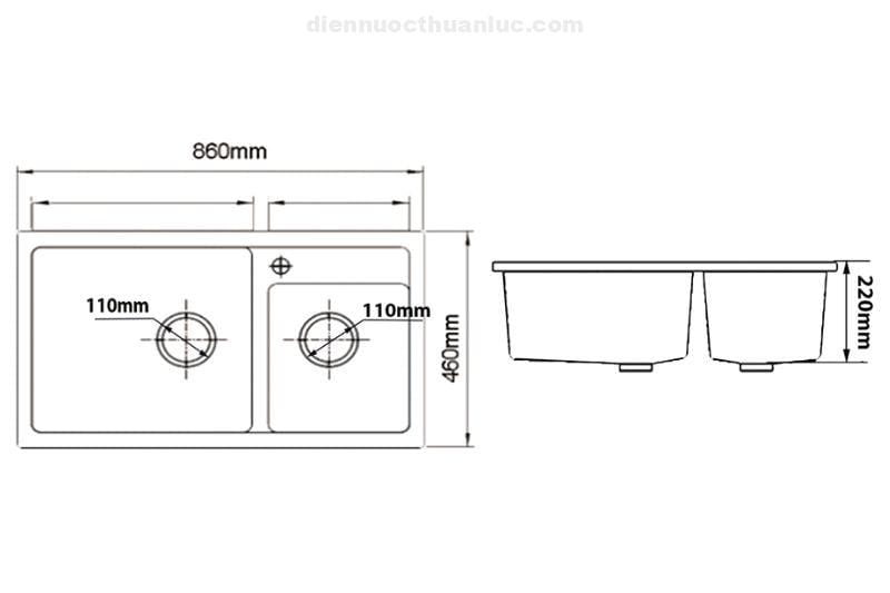 thong-so-ky-thuat-chau-rua-chen-el-qc8646-eurolife Thông số kỹ thuật Chậu rửa chén EL-QC8646 Eurolife